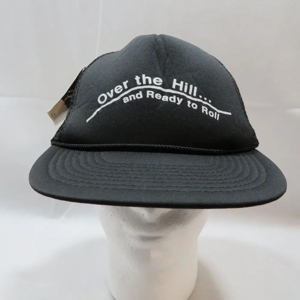 Over the Hill...and Ready to Roll, Snap-back, Black, Mesh-back, Designer Pro Hat